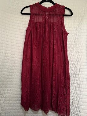 Miss Chievous Sleeveless Lace Midi Dress in Burgundy